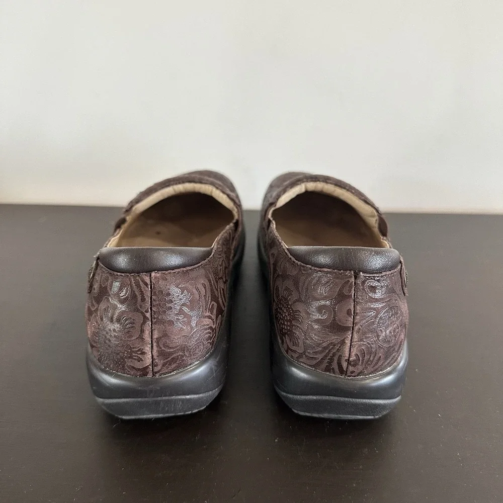 Alegria Keli Womens 39/9 Shoe‎ Brown Paisley Embossed Leather Slip Resistant